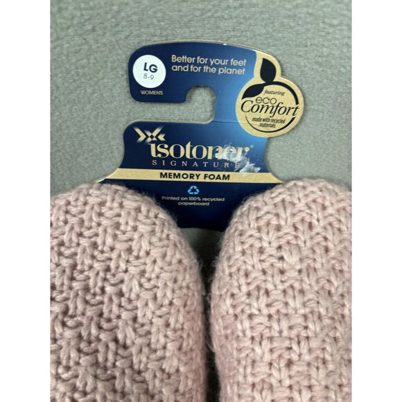 Isotoner Women's Memory Foam Slippers Lg 8-9 Pink Knit Coco Comfort NWT's - Picture 5 of 8